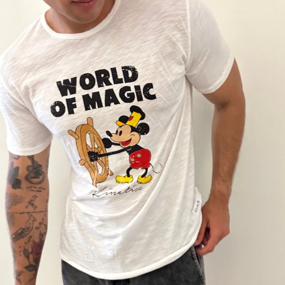 WORLD OF MAGIC on our 4 Corners Crew neck (WHITE)